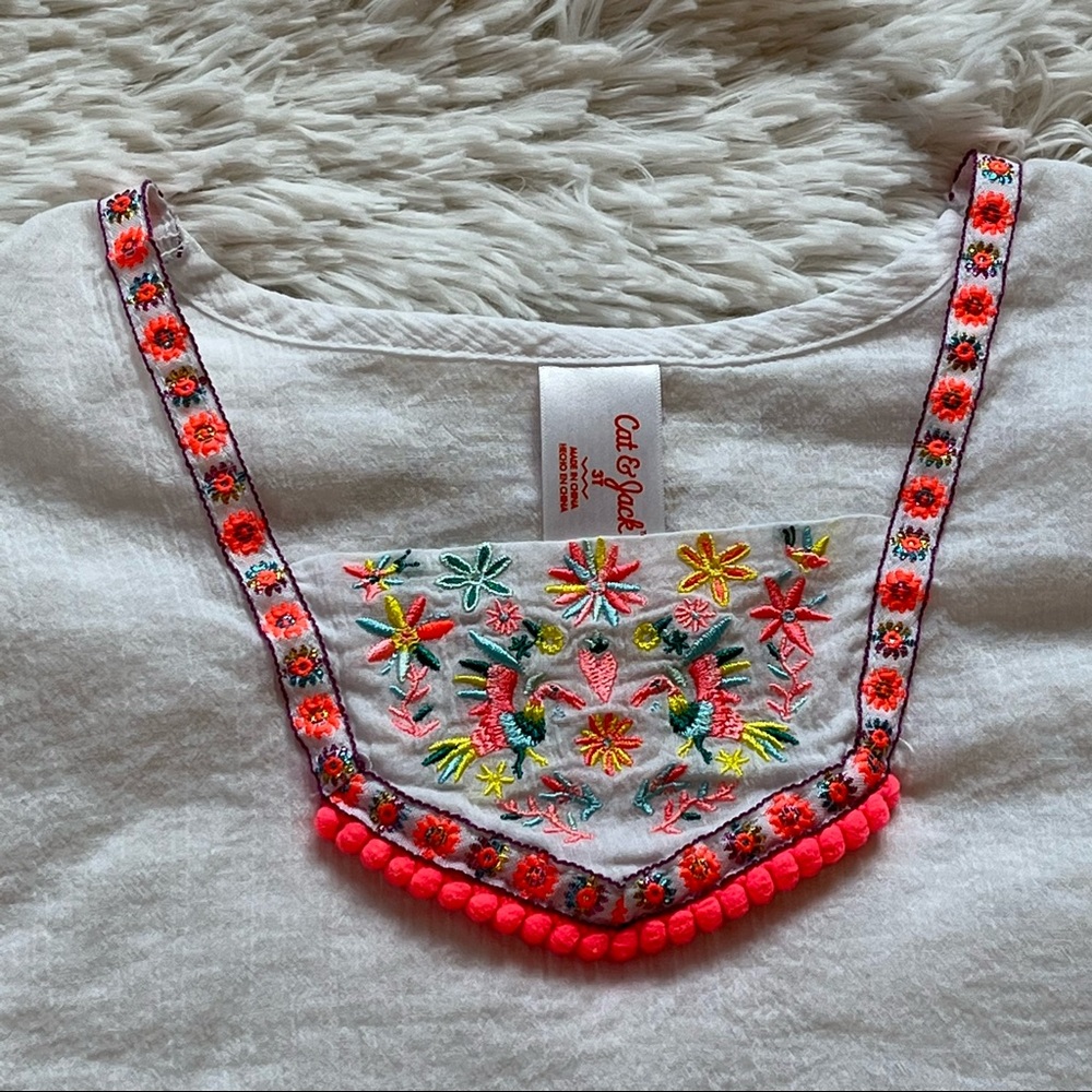 Cat & Jack Size 3T White with Multi Color Embroidery Swimsuit Coverup Dress - Picture 10 of 10